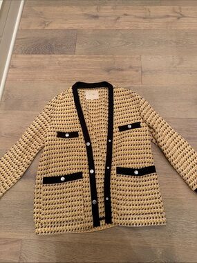 Maje Yellow & Black Bouclé Jacket